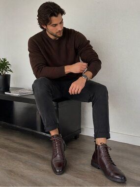 Vince Camuto Men's Ferko Lace Up
Boot Fashion, Sherry/Black, 10.5